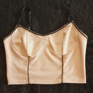 Romwe Nude Ribbed Cami Top
